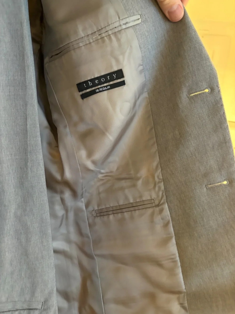 Theory Men's Light Gray Slim Fit Suit 2-Piece 36R